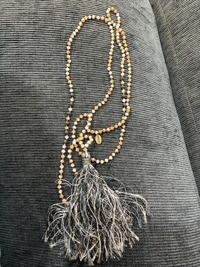 Zacasha Tassel Necklace Womens OS Black Gold Good Long Beaded Boho Statement